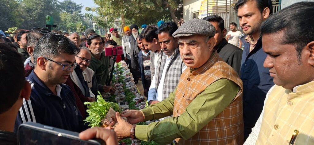 पूर्व मंत्री मूलचंद शर्मा ने बांटे 5 लाख शीतकालीन फूलों के पौधे Former minister Moolchand Sharma distributed 5 lakh winter flower plants.
