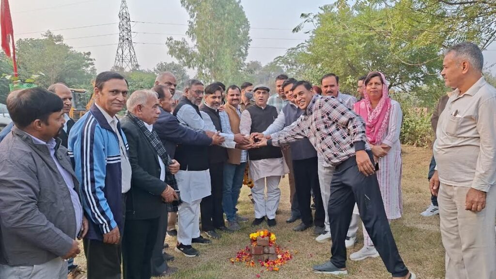 MLA Moolchand Sharma laid the foundation stone for the RMC road to be constructed in Sector-3 at a cost of Rs 25 lakh.