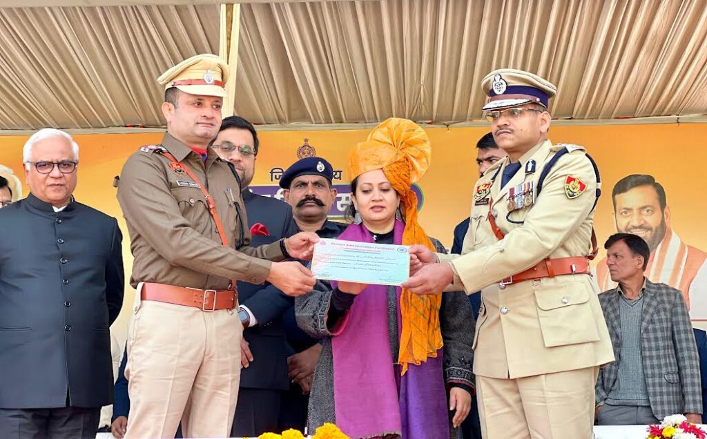 The combined male and female police contingent stood first in the Republic Day parade.