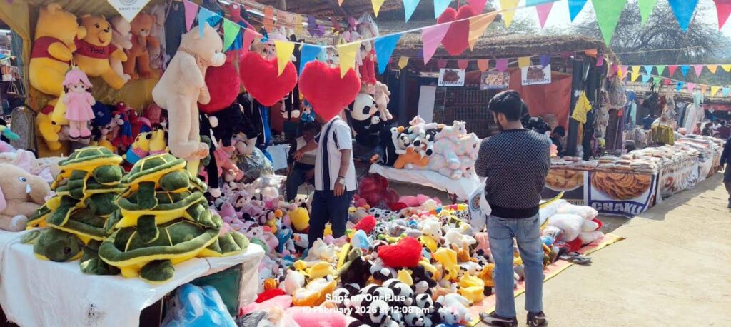 Various types of toys at Surajkund Mela appeal to children.