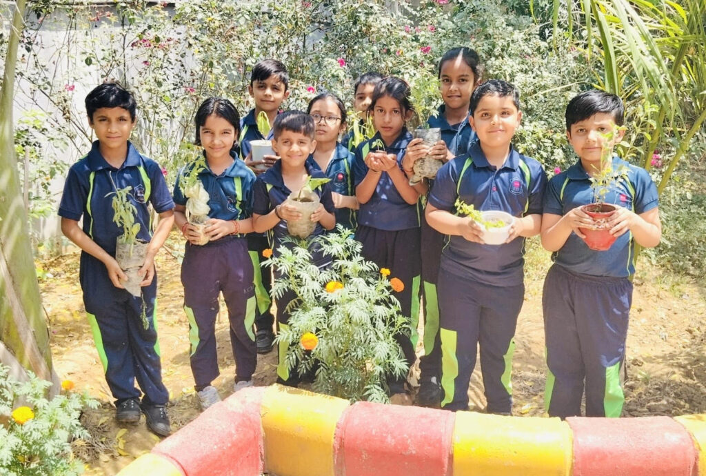On Earth Day celebration at K.C.M Public School Banchari, students gave the message of environmental protection.