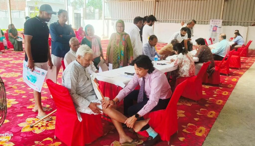 Accord Hospital organised a mega health camp in Tigaon, where 200 people underwent check-ups.