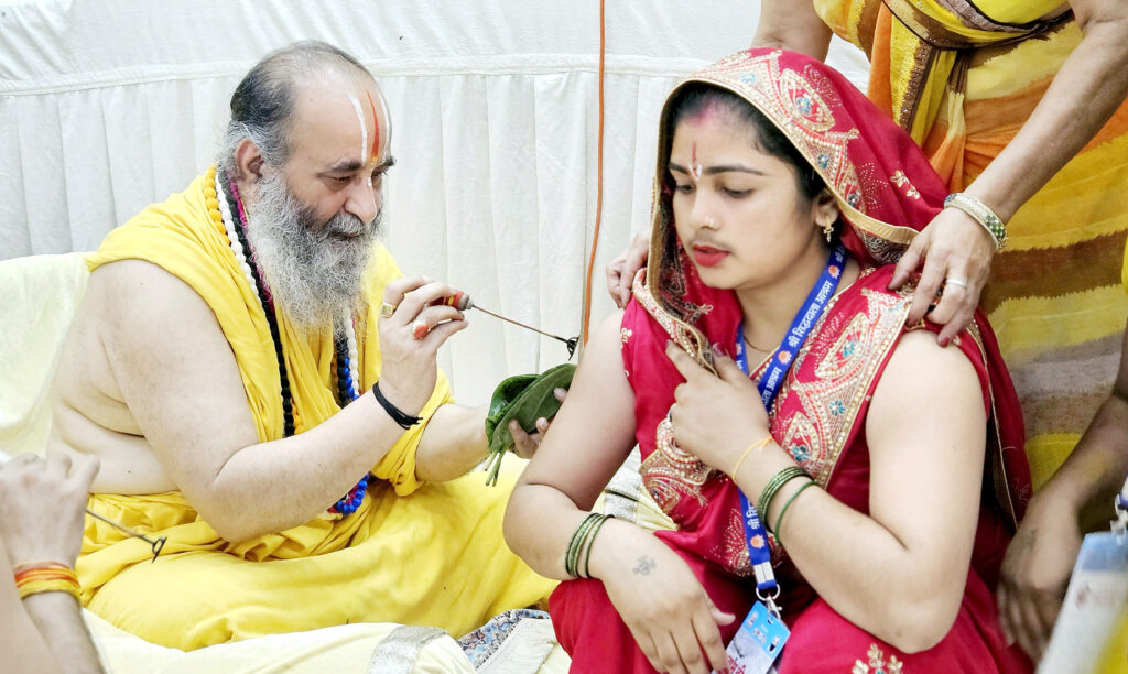 Devotees were moved to emotion by the grace of the Guru showered upon them during the initiation ceremony of the Sri Ramanuja Sampradaya.