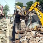 Bulldozers were deployed extensively in the Ballabgarh market, removing encroachments built in front of a hundred shops.
