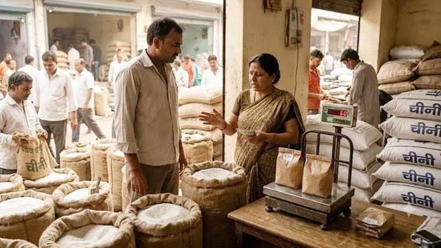 चीनी के बढ़ते दामों ने बिगाड़ा त्यौहारों का बजट Rising sugar prices have disrupted festival budgets.